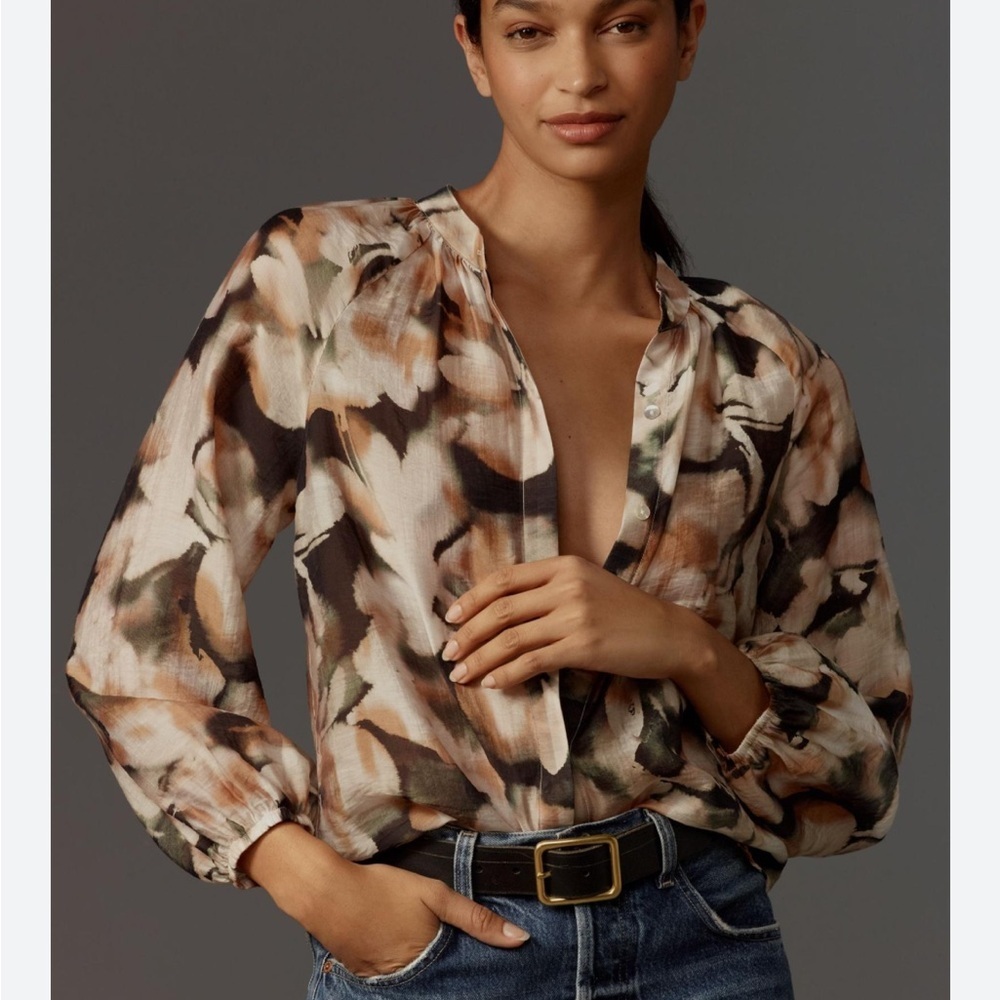 Cloth & Stone Floral peasant  Button Down‎ Shirt - size XS